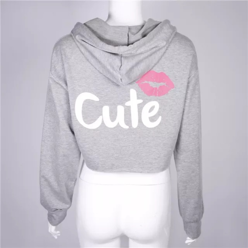 “Cute” cropped light weight hoodie. - Picture 1 of 3
